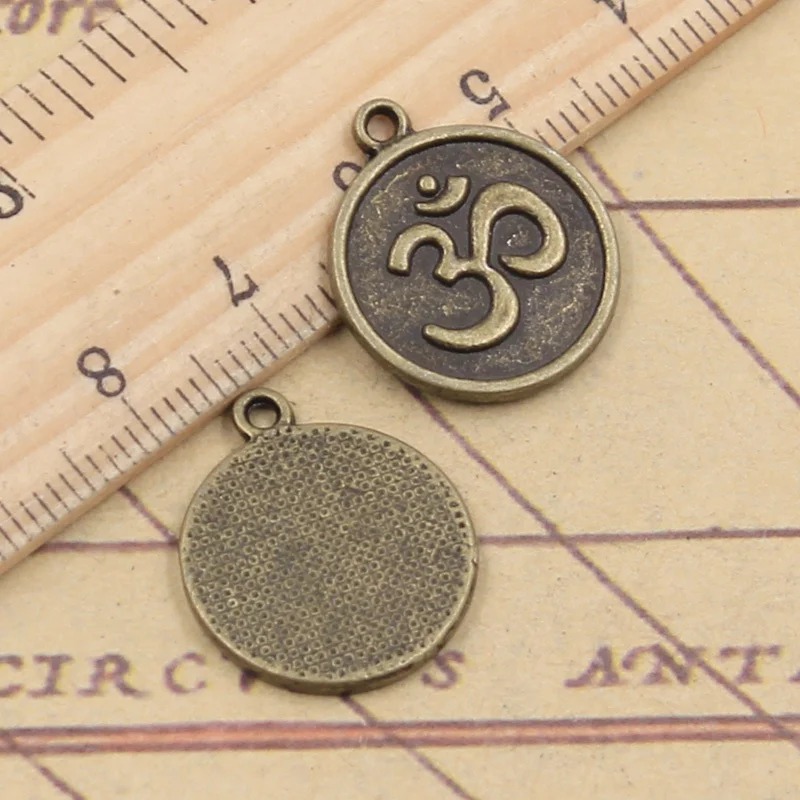 

12pcs Charms Yoga OM 21x18mm Tibetan Bronze Silver Color Pendants Crafts Making Findings Handmade Antique Jewelry DIY