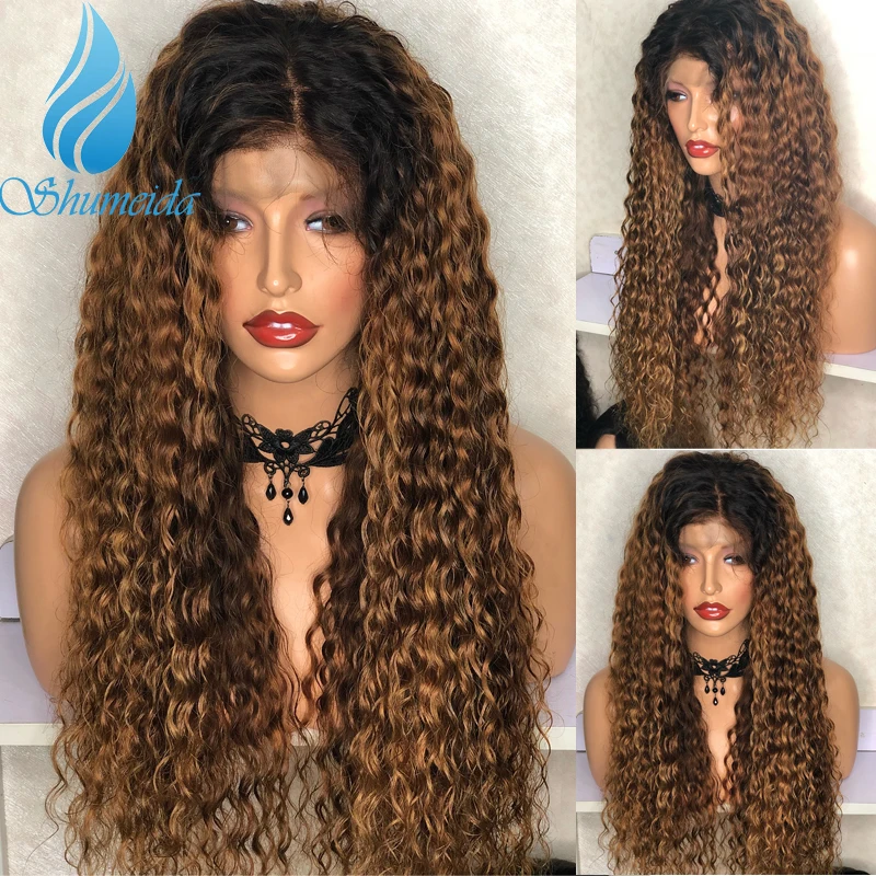 

13*4 эффектом деграде (переход от темного к Мёд блондинка Синтетические волосы на кружеве человеческие волосы парик с волосами младенца 150% пл...