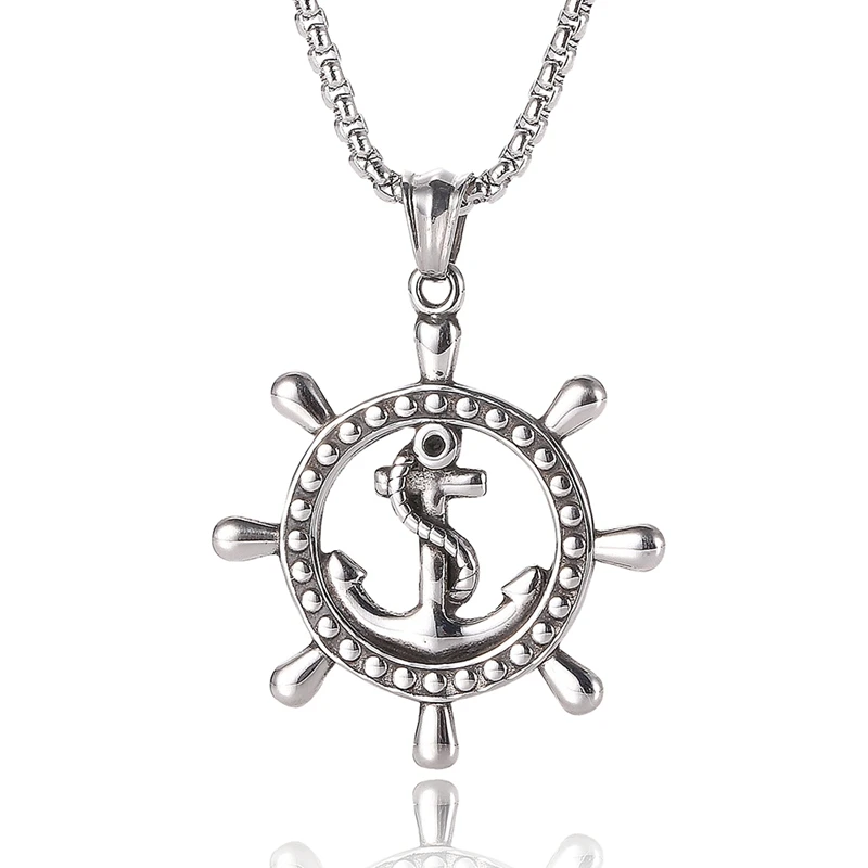 Новые длинные Цепочки и ожерелья руль Якорь Подвеска Ретро колье DIY нержавеющая