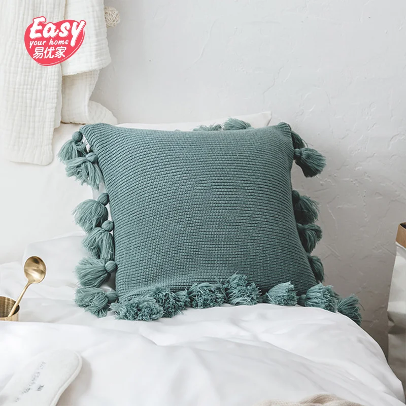 Мягкий Вязаный чехол для подушки Скандинавская однотонная Подушка Чехол фонарь