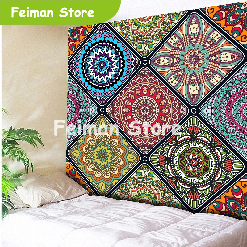 Большие размеры многоцветный красивый МАНДАЛА ГОБЕЛЕН навесной пляж полотенце