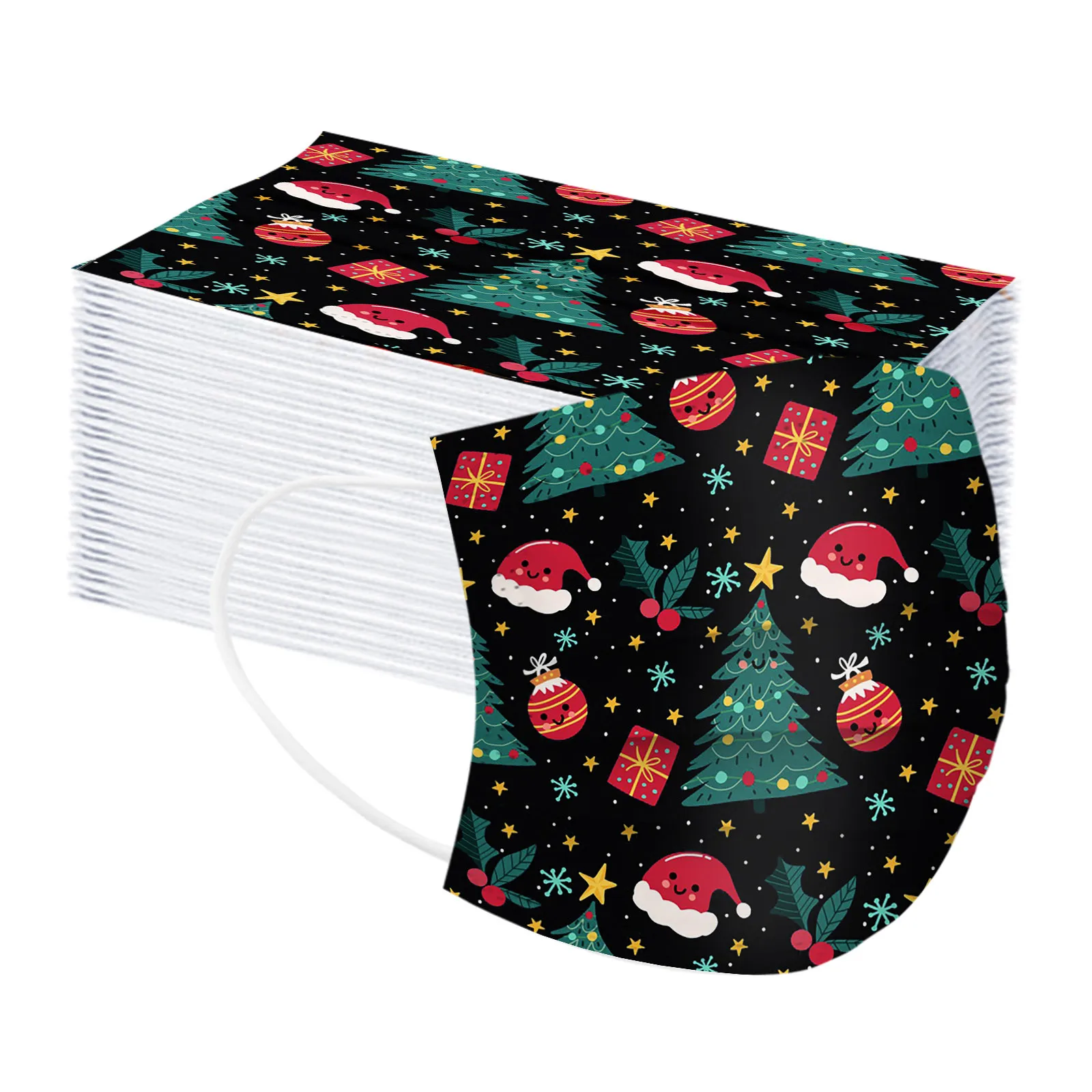 Детская маска одноразовая для лица 3-слойная петля ушей хлопковая белого цвета