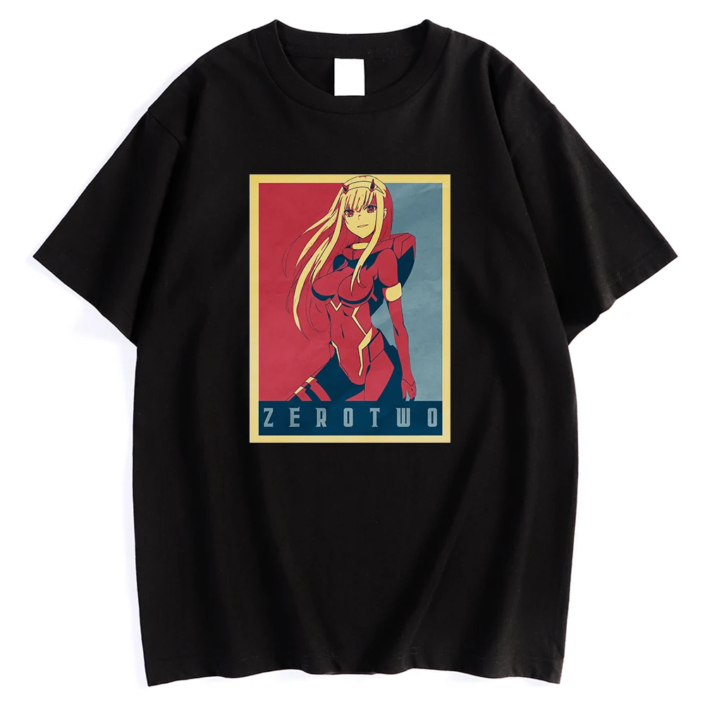 

Футболка мужская с забавным принтом Zero Two, Модная приталенная тенниска с японским аниме, рубашка в стиле простоты, крутая облегающая одежда
