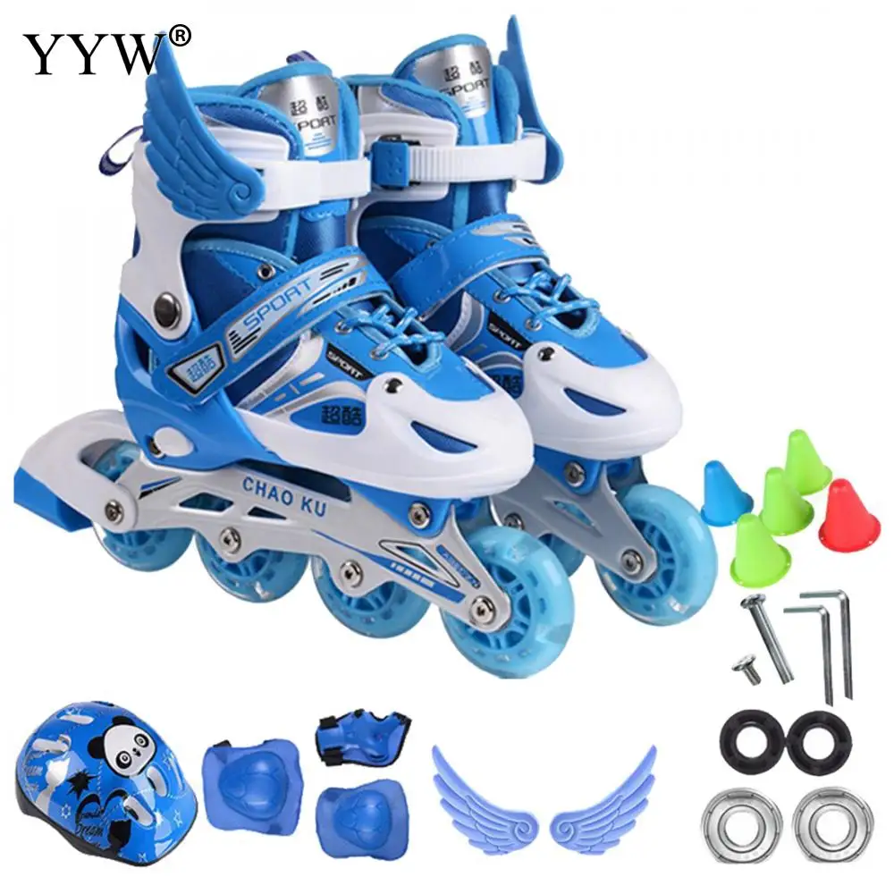 

Outdoor Roller Skates Inline Skates Adjustable Rollerblades Illuminating Wheels Patines 4 Rodas Children Tracer Skate Shoes