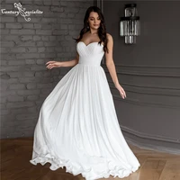 simple boho wedding dresses for women 2021 sweetheart lace up back a line chiffon beach bride dress plus size robe de mariee