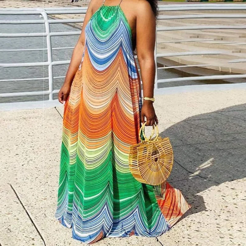african attire for women Clothes for Women Dashiki Print Dress European Clothing Plus Size Bazin Rich Sleeveless Fashion Round Neck Maxi Vestido african robe
