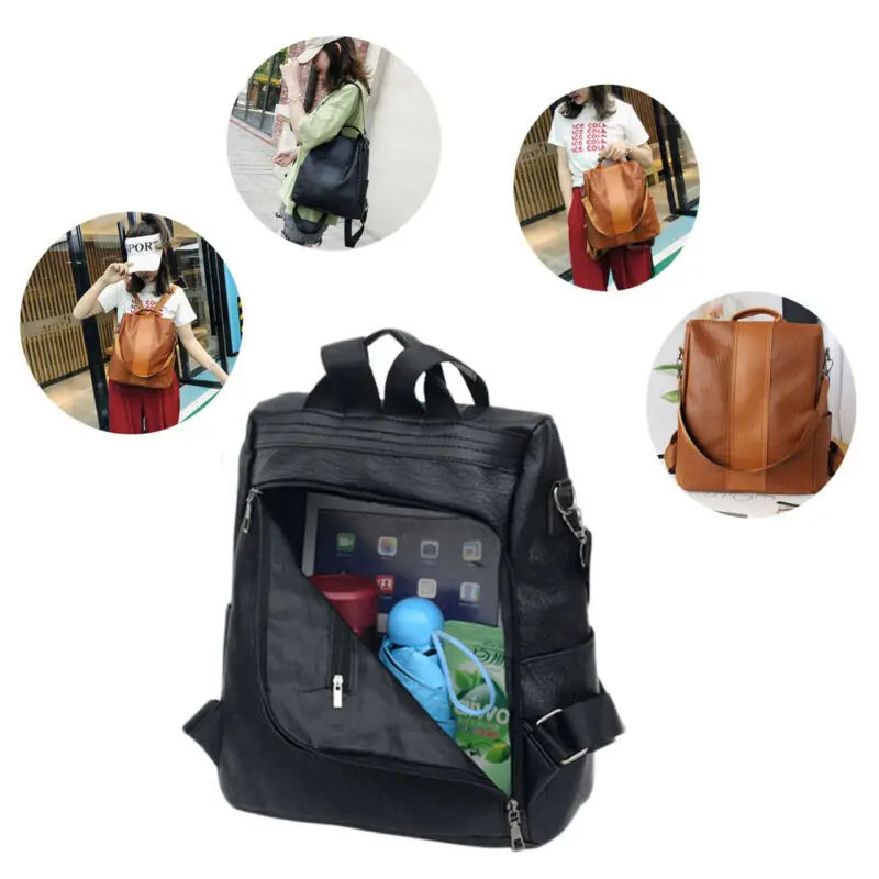 2020 популярный женский мужской школьный рюкзак из искусственной кожи Черный