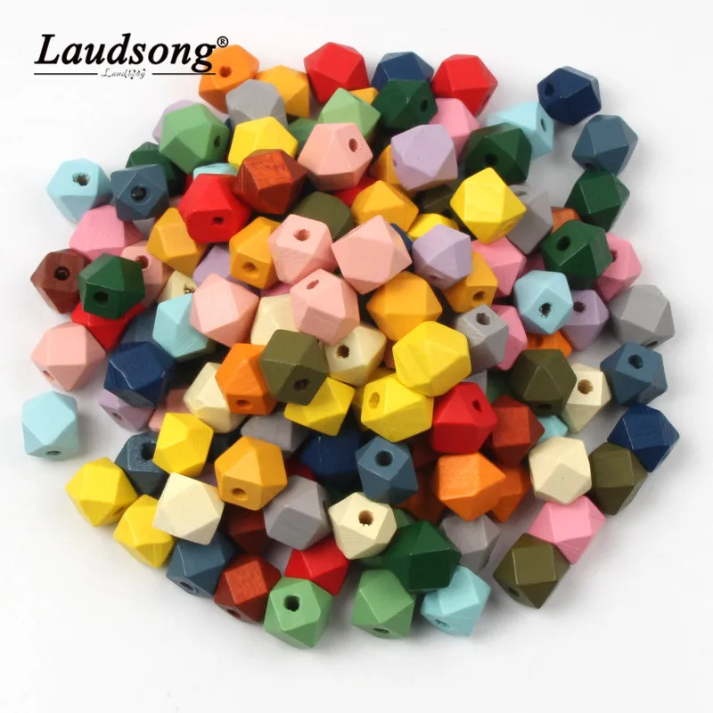 Разноцветные Восьмиугольные деревянные бусины 10 мм для креативного