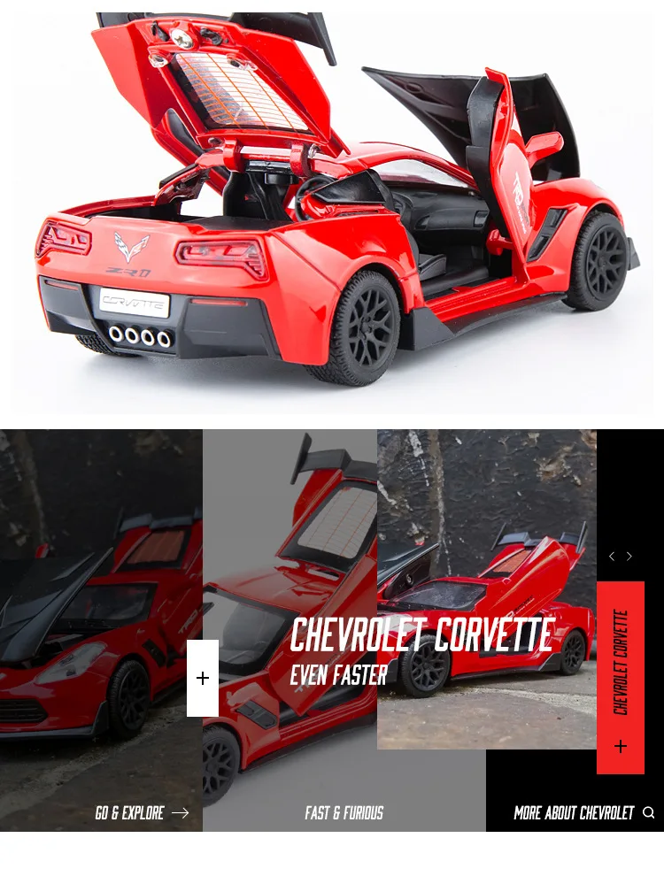 Литая 1:32 Corvette Supercar модель автомобиля из металлического сплава для моделирования автомобилей, игрушки для детей, подарки для детей