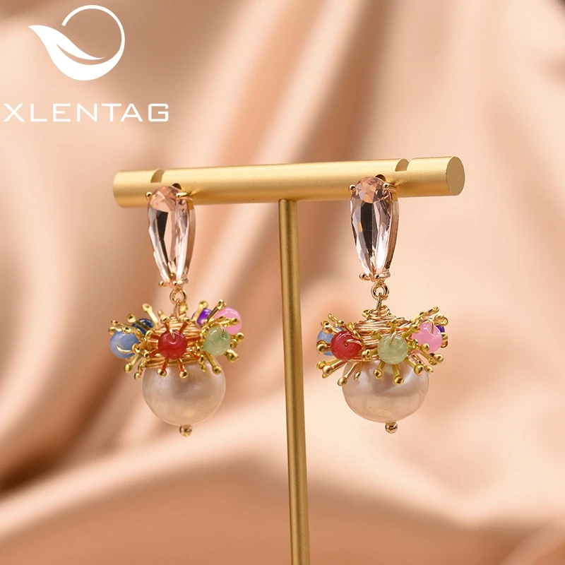 XlentAg 100% настоящий пресноводный жемчуг красочные серьги-капли для женщин любимые