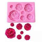 Силиконовая форма для торта, цветение розы, 3D цветок, форма для помадки, кекс, желе, конфеты, шоколадное украшение, аксессуары кухонный инструмент для выпечки