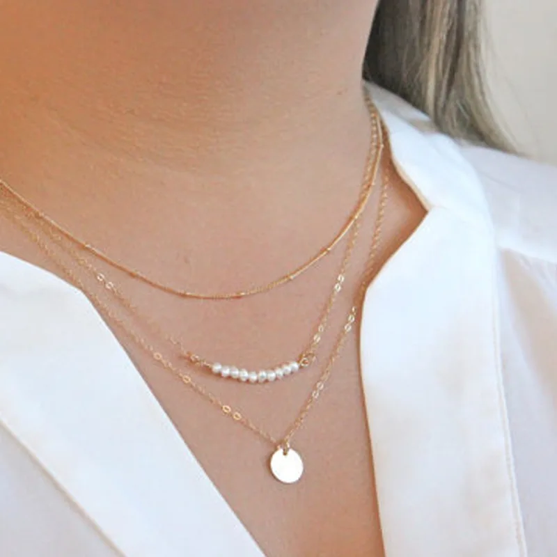 Цепочка Женская многослойная с подвеской модное ожерелье цепочкой кисточками и