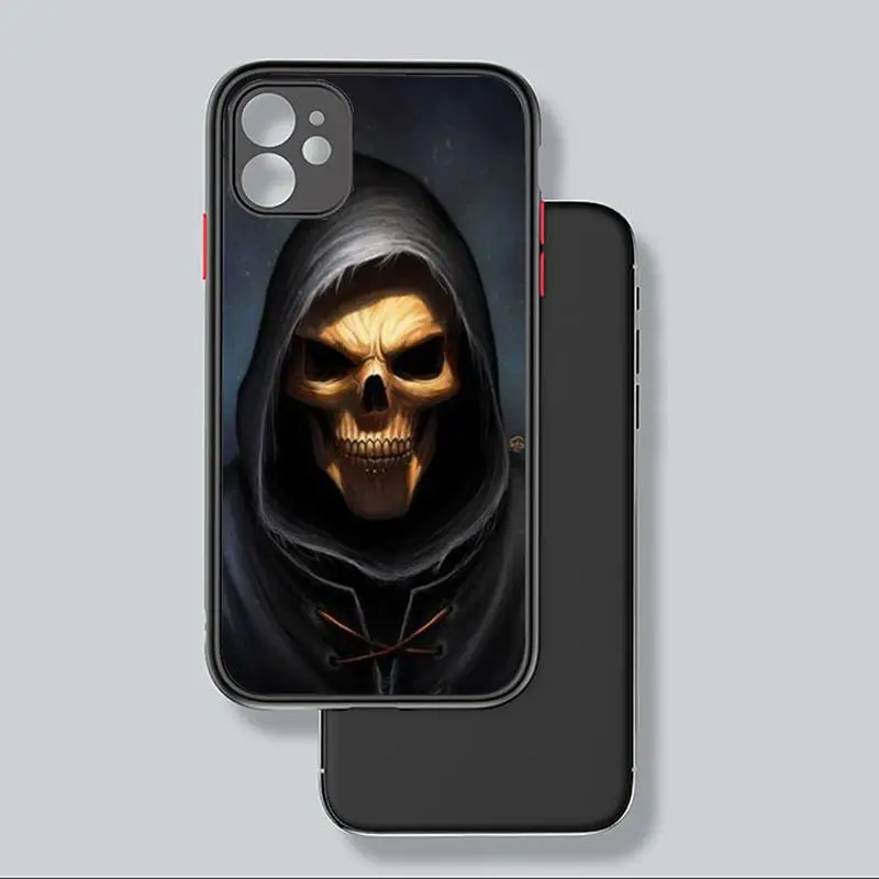 

Grim Reaper Skeleton Horror Phone Case Matte Transparent for iPhone 7 8 11 12 s mini pro X XS XR MAX Plus coque
