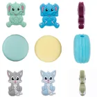 10 шт., силиконовые бусины в виде животных