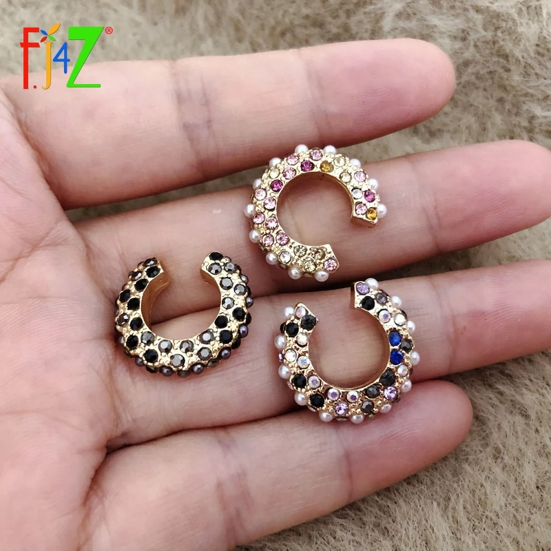 

F.J4Z 1PC Non-piercing Earrings Classic Simulated Pearl Rhinestone Lady Cuff Earring Hot Ear Cuffs Jewelry Accessories Dropship