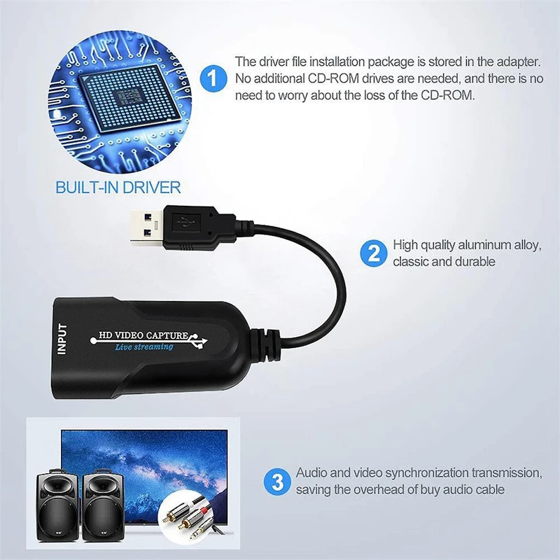 Карта видеозахвата HDMI USB 2 0 60 Fps 1080P HD-камера карта записи | Компьютеры и офис