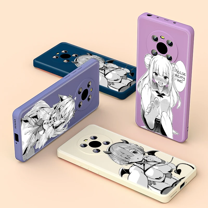 

Hot Anime Sexy Girl Black For Huawei Mate 40 30 E Honor 50 30 20 10X 9X 5G Pro Lite Liquid Silicone Soft Cover Phone Case