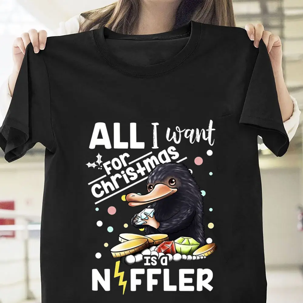 Все что я хочу на Рождество это Niffler Рождественский подарок черный хлопок для