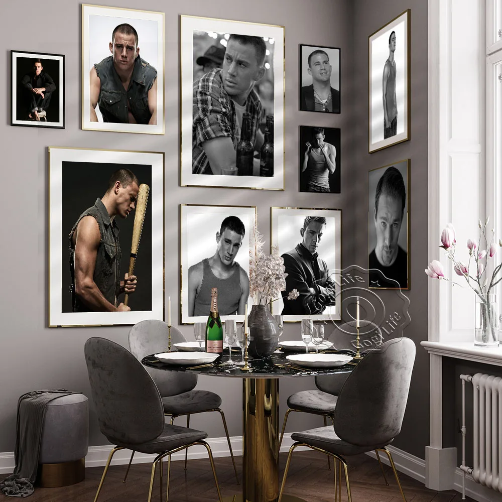 

America Actor Channing Tatum Black And White Poster, Channing Art Portray A Person Wall Picture, Fans Collection Canvas Painting