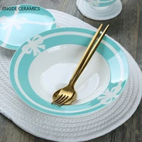 nordic bow print ceramic large ramen bowl cake salad plate breakfast bowl noodles rice soup bowls home kitchen tableware