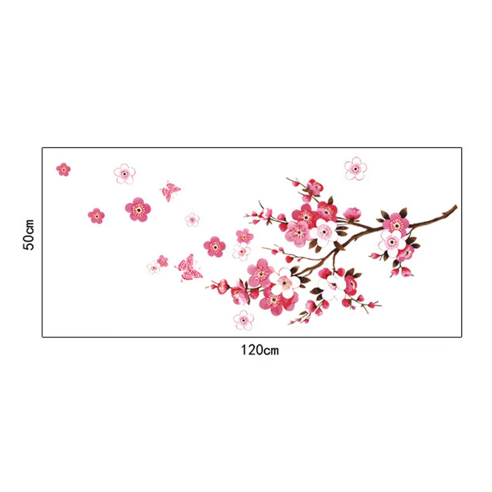 Peach Blossom Flower Butterfly Room Wall Stickers Vinyl Art Decals Decor Mural Pink Removable Home Sticker | Дом и сад