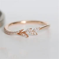 hi man french sweet romantic irregular pav%c3%a9 crystal leaves ring women fashion charm wedding anniversary jewelry wholesale