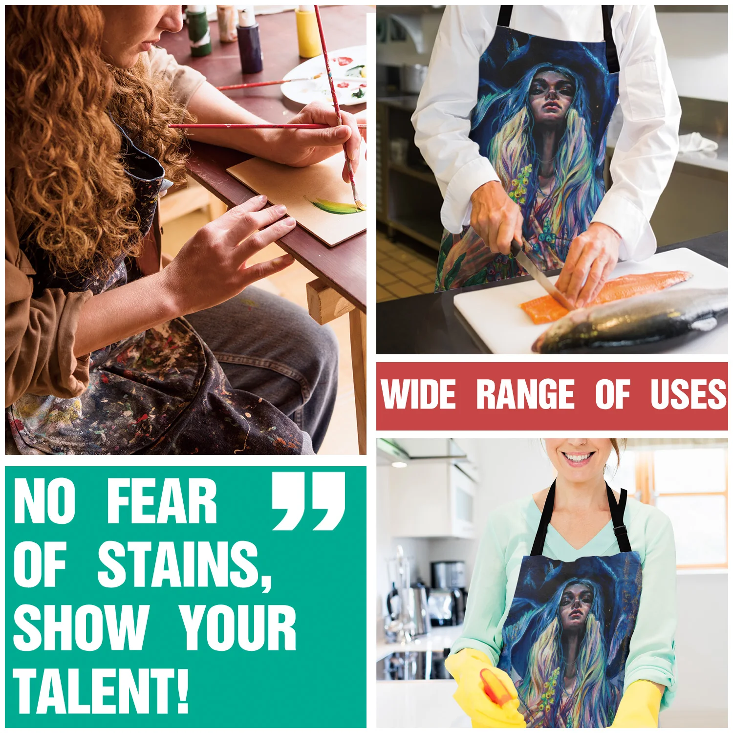 

The Rustle of Narwhal's Wings Print Apron Print Unisex Kitchen Bib with Adjustable Neck for Cooking Gardening