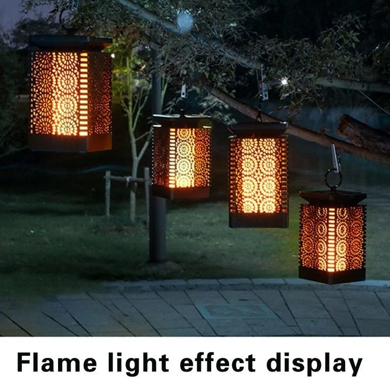 Ретро солнечный уличный фонарь led пламя Мерцающая лампа Водонепроницаемая садовая декоративная Ландшафтная люстра