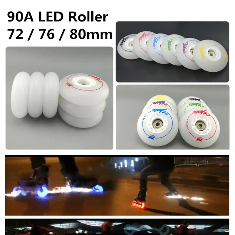Колеса для роликовых коньков 8 шт./лот 90A F1 LED Flash 72 мм 76 80 SEBA Powerslide RB колеса