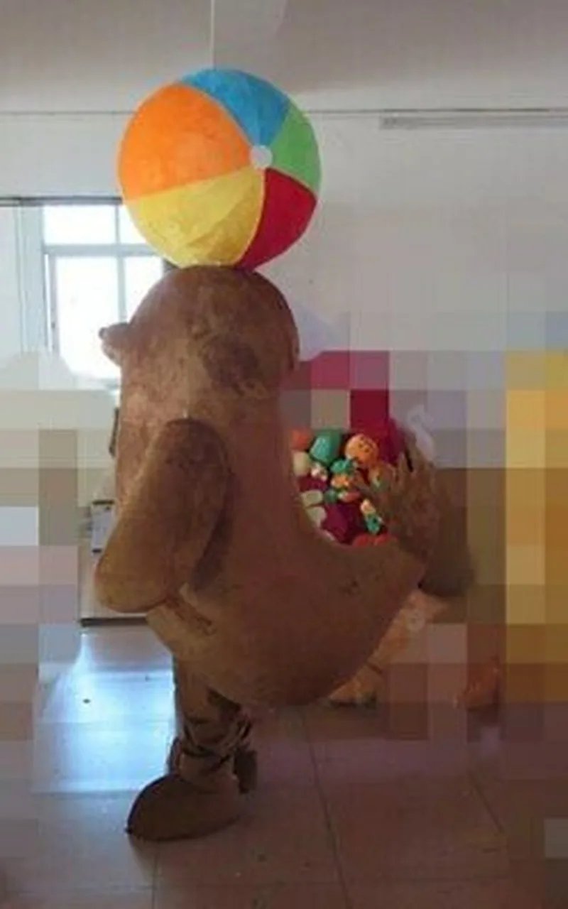 Костюм-талисман коричневый морской лев костюмы для косплея вечернее платье