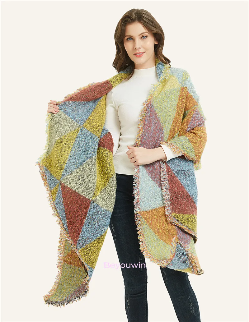 100 шт 2019 плед зимние женские платки фуляр Твердые шарфы модные на каждый день