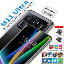 New SmartPhone M11 Ultra 7.3 inch Full Display 16GB 1T 48MP+64MP Facial Recognition 4G 5G Qualcom 888 Celular Mobile Phones