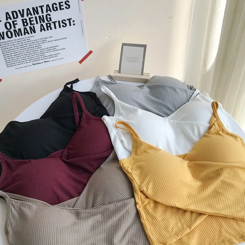 Женский пикантный укороченный топ Camis универсальные вязаные однотонные Модные