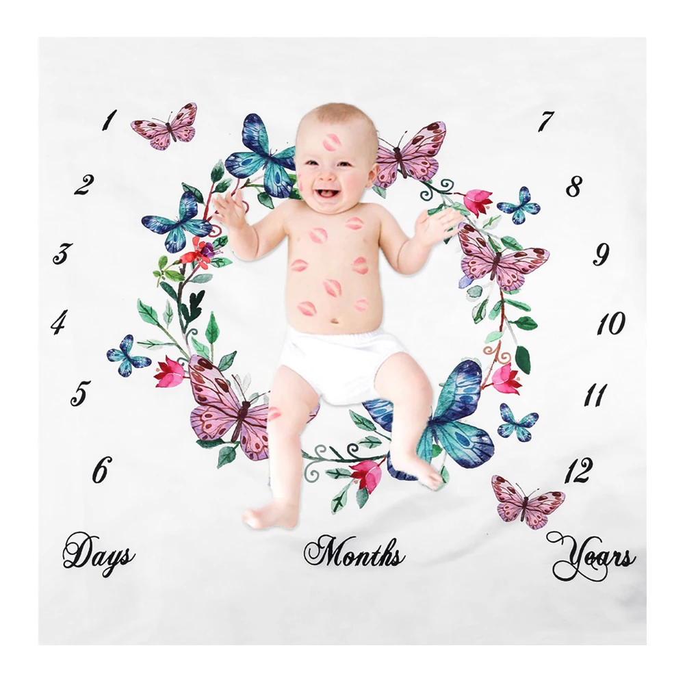 Детское одеяло для фотосъемки мягкое теплое новорожденного с принтом кровати