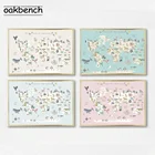 Детская Настенная картина на холсте, Мультяшные животные, Постер мира плакат-карта и принты, скандинавские настенные картины, декор для гостиной