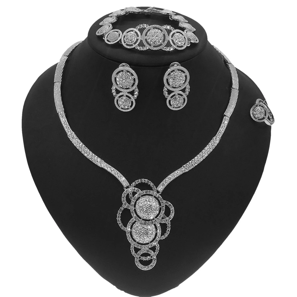 

Yulaili The Latest Design Exquisite Round Flower-Shaped Jewelry Set and Indian Polki Bridal Temperament Jewelry Sets Accessories