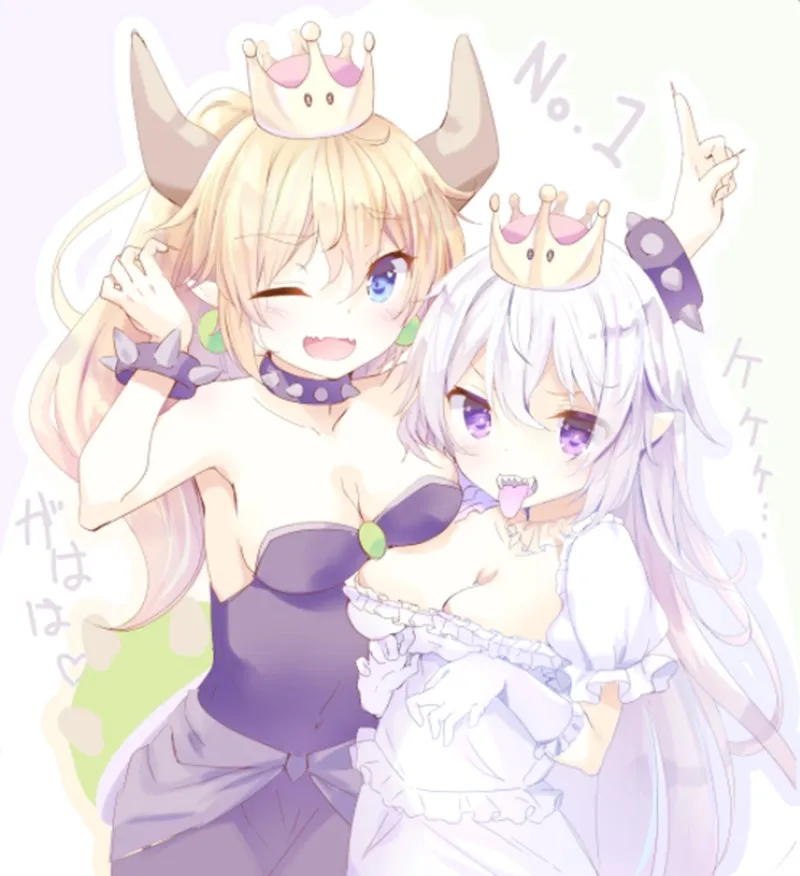 Boosette Косплей Костюм Bowsette косплей принцесса Koopa белый костюм женское длинное платье парик Корона ПОЛНЫЙ КОМПЛЕКТ Хэллоуин