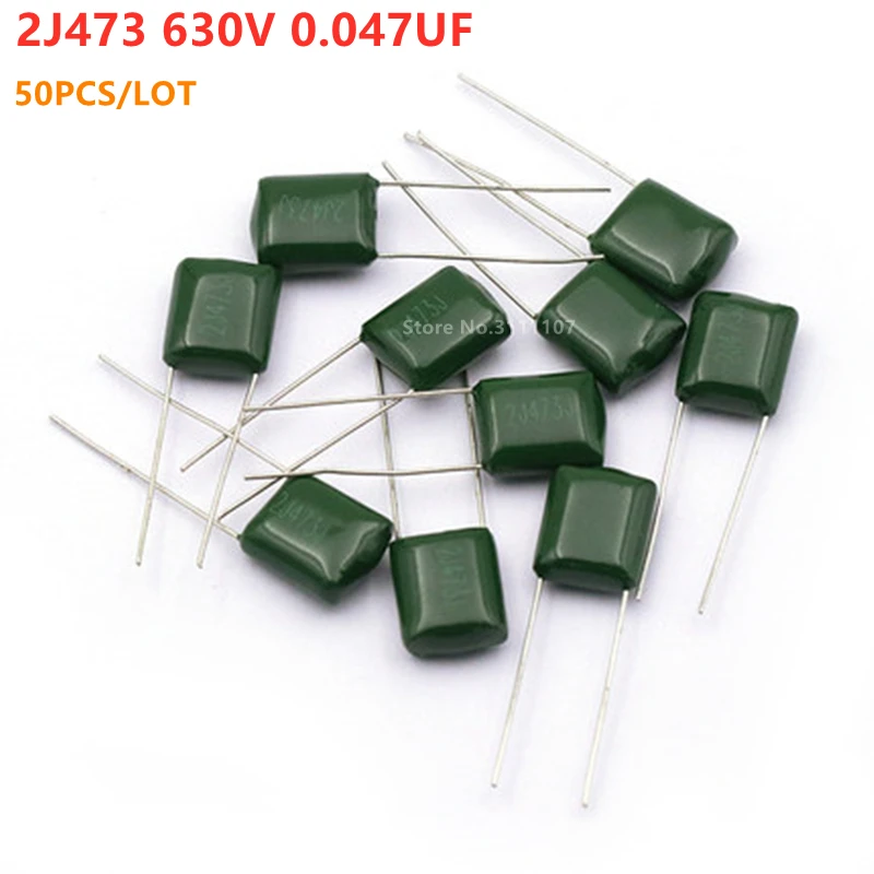 

50PCS/Lot 2J473J 630V 0.047UF 47nF 2J473 Polyester Film Capacitor Capacitance