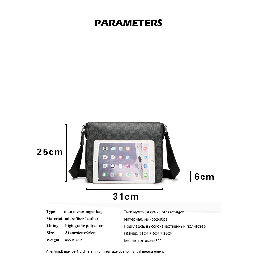 

New Fashion Man Leather Messenger Bags Male Cross Body Shoulder Bags Man's Business Briefcase Messenger Shoulder Bags