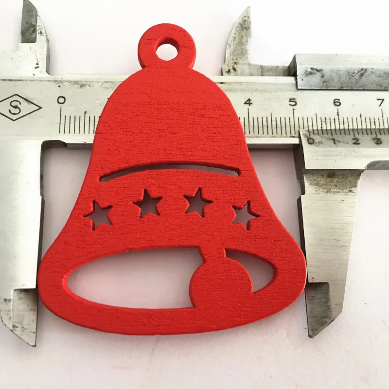 10pcs-6-red-bells 10 шт. Рождественская елка деревянные украшения Рождественские украшения для дома Navidad деревянные подвесные Подвески Noel Декор год подарки - Цвет: 10pcs-6-red-bells