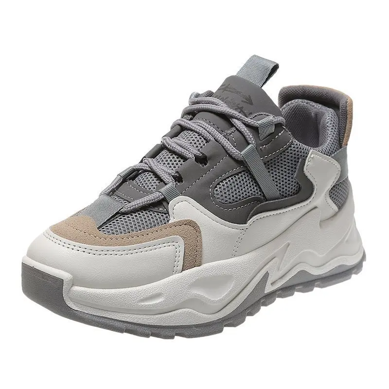 

2021 White Casual Tenis Women Shoes Mesh Split Leather Platform Sneakers for Women Spring Summer Shoe Women Chunky Sneakers