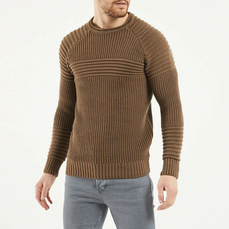 

Autumn Winter Men 2021 Fashion Slim Long Sleeve Sweaters Men's O-Neck Jumper Tops Streetwear Casual Solid Knitted Ribbed Sweater