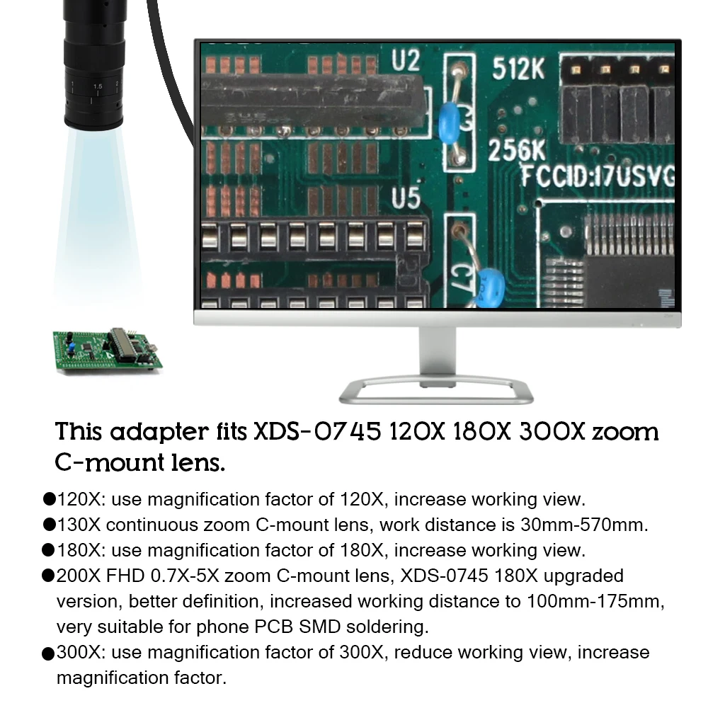 Регулируемый 180X 120X 300X 200X 130X зум c крепление объектива 0.7X ~ 4.5X увеличение 25 мм для