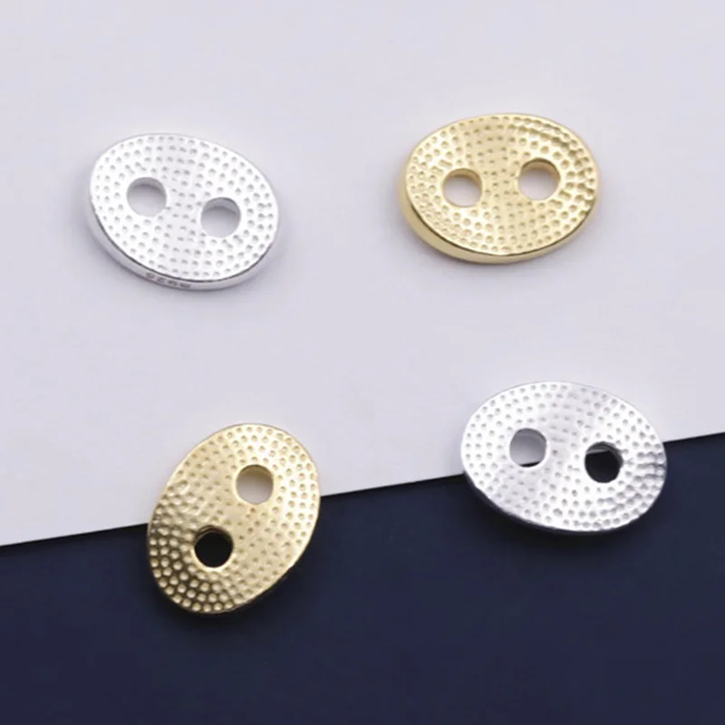 

925 Sterling Silver Pretty Oval Double Holes Shim Spacers 11x8mm Decoration Button End Cap Beading Spacer DIY Jewelry Making