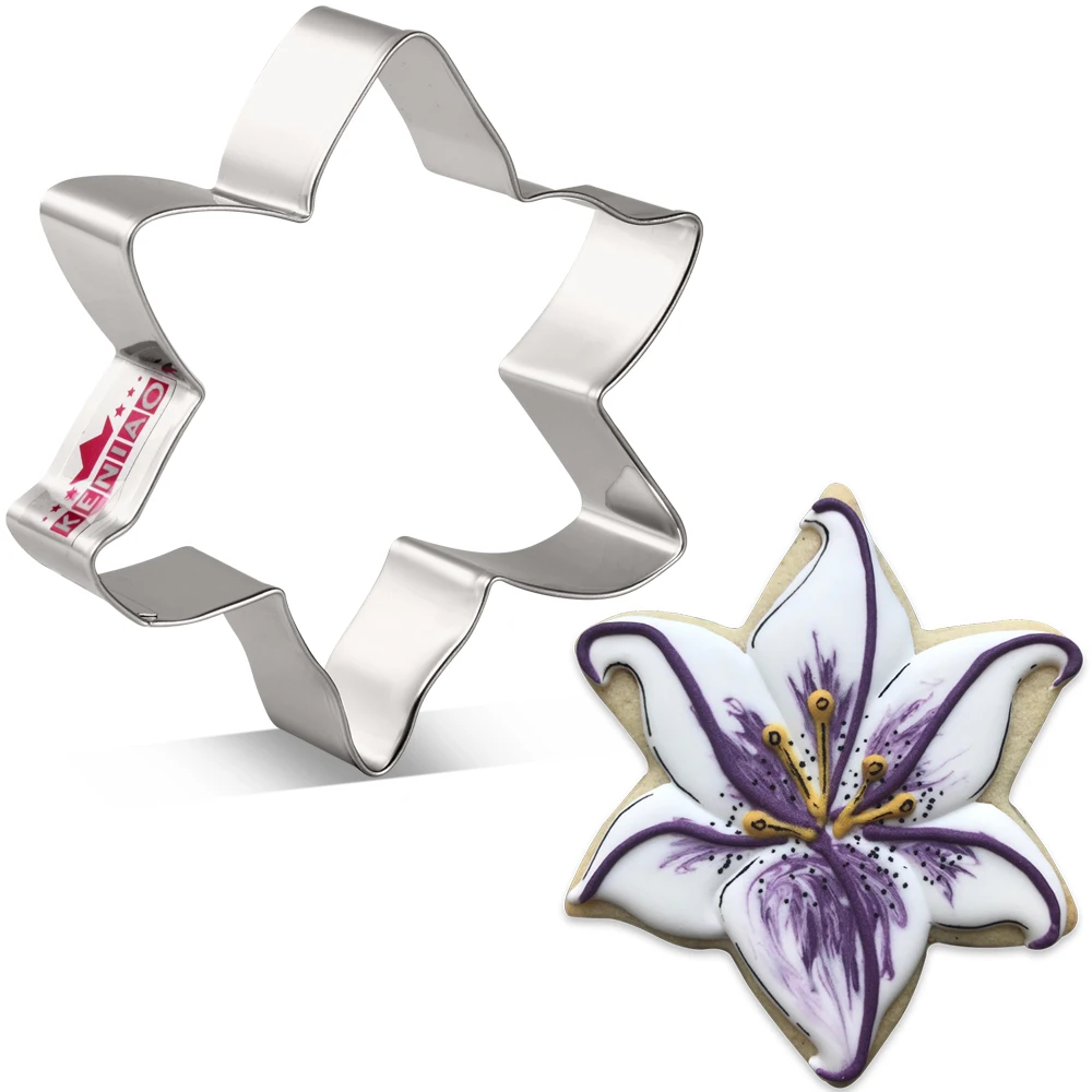 

KENIAO Lily Flower Cookie Cutter for Mother's Day Party Stainless Steel 9.4x8.4 CM Spring Biscuit Fondant Bread DIY Baking Mold