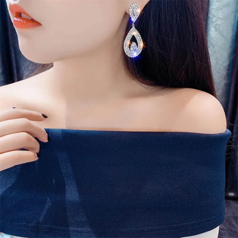 Модные серебряные серьги в форме капли воды для женщин классические элегантные