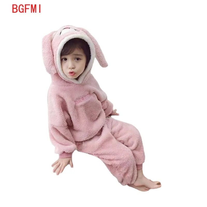 Детская Толстая пижама с длинным рукавом осенне зимняя фланелевая домашняя