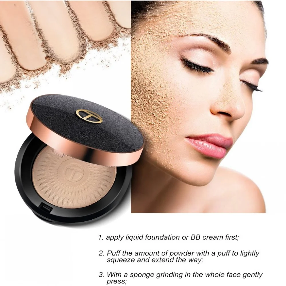 

Natural Face Powder Mineral Foundation Oil-control Brighten Concealer Whitening Makeup Pressed Powder