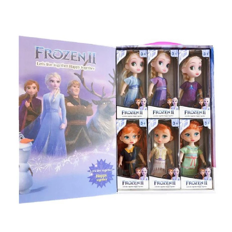 Disney 6pcs/box 4.5 Inch Frozen Princesses Doll Kawaii Elsa Anna Mermaid Belle Princess Anime Toys For Girls Birthday Gift
