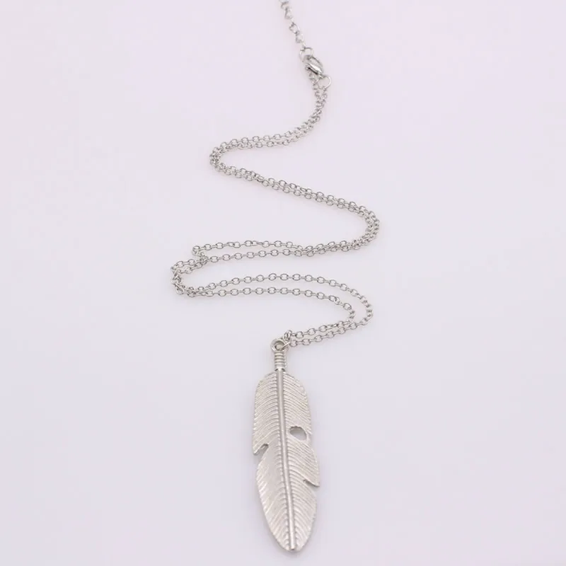 Простая Классическая Подвеска на ожерелье с перьями длинная цепочка для свитера